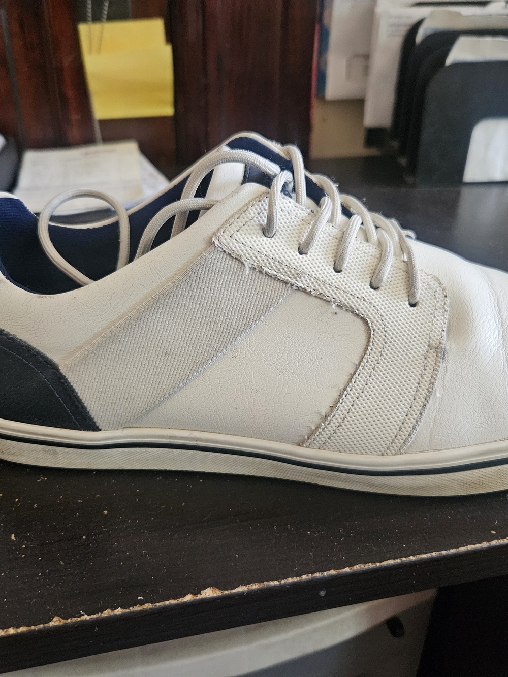 Aldo White and Navy Low-Top Lace-Up Sneakers